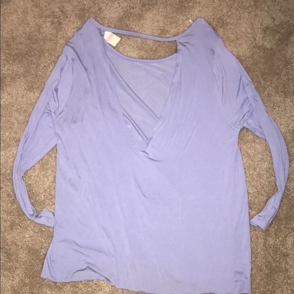 🆕 VS Pink  Open Back periwinkle Blue Long Sleeve - Picture 5 of 9